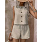 Ärmelloses Tanktop mit Knopfleiste und Shorts für Damen