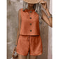 Ärmelloses Tanktop mit Knopfleiste und Shorts für Damen