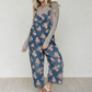 Vintage-Jeans-Latzhose für Damen mit Blumenmuster