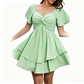 Summer Flutter Sleeve A-Line Mini Dress with Tie-Back