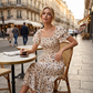 🌈 50% Rabatt! 🔥✨Quadratisches Hals Floral Midi Kleid - Räuchertes Bodice, fließender Schichtroch, Romantisch 🌸