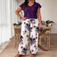 🌺Lässiger, bedruckter Jumpsuit mit weitem Bein und Gürtel für Damen