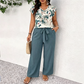 🌺Lässiger, bedruckter Jumpsuit mit weitem Bein und Gürtel für Damen