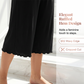 Damen-Cropped-Hose mit Rüschen, weitem Bein und hoher Dehnbarkeit