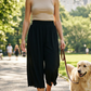 Damen-Cropped-Hose mit Rüschen, weitem Bein und hoher Dehnbarkeit