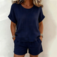 👚 2-teiliges Set – Kurzarm-Oberteil & Shorts für Damen – bequem, luftig & perfekt aufeinander abgestimmt – ideal für warme Tage, Strand & Freizeit