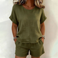 👚 2-teiliges Set – Kurzarm-Oberteil & Shorts für Damen – bequem, luftig & perfekt aufeinander abgestimmt – ideal für warme Tage, Strand & Freizeit