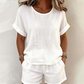 👚 2-teiliges Set – Kurzarm-Oberteil & Shorts für Damen – bequem, luftig & perfekt aufeinander abgestimmt – ideal für warme Tage, Strand & Freizeit