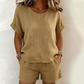 👚 2-teiliges Set – Kurzarm-Oberteil & Shorts für Damen – bequem, luftig & perfekt aufeinander abgestimmt – ideal für warme Tage, Strand & Freizeit