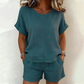 👚 2-teiliges Set – Kurzarm-Oberteil & Shorts für Damen – bequem, luftig & perfekt aufeinander abgestimmt – ideal für warme Tage, Strand & Freizeit
