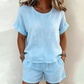 👚 2-teiliges Set – Kurzarm-Oberteil & Shorts für Damen – bequem, luftig & perfekt aufeinander abgestimmt – ideal für warme Tage, Strand & Freizeit