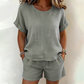 👚 2-teiliges Set – Kurzarm-Oberteil & Shorts für Damen – bequem, luftig & perfekt aufeinander abgestimmt – ideal für warme Tage, Strand & Freizeit