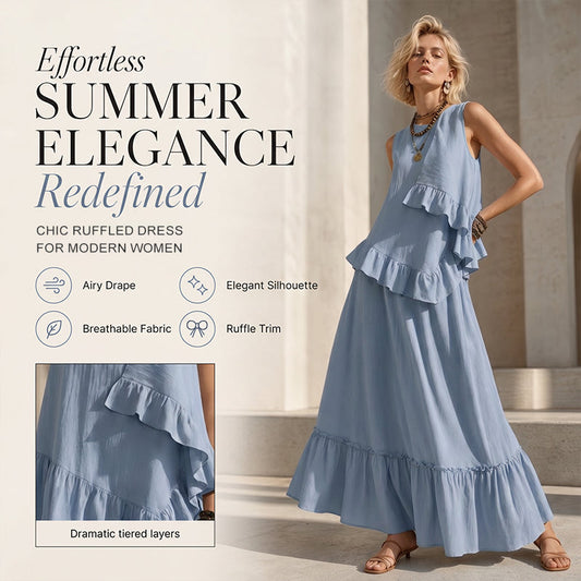 📦 Täglich 500+ Pakete versendet – der Wahnsinn! 🌺Ärmelloses Maxikleid mit Rüschen für Damen