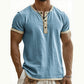 🌿 Kurzärmeliges, atmungsaktives Henley-Shirt mit Kontrast