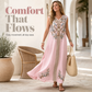 🎐 Fließendes Maxikleid mit Boho-Print✨ Kombiniere es mit einem geflochtenen Sonnenhut mit breiter Krempe und flachen Strandsandalen für einen entspannten Boho-Look im Resort-Stil! ✨