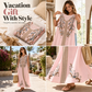 🎐 Fließendes Maxikleid mit Boho-Print✨ Kombiniere es mit einem geflochtenen Sonnenhut mit breiter Krempe und flachen Strandsandalen für einen entspannten Boho-Look im Resort-Stil! ✨