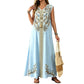 🎐 Fließendes Maxikleid mit Boho-Print✨ Kombiniere es mit einem geflochtenen Sonnenhut mit breiter Krempe und flachen Strandsandalen für einen entspannten Boho-Look im Resort-Stil! ✨