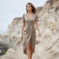 👗Asymmetrisches Wickelkleid für Damen mit kurzen Ärmeln und V-Ausschnitt