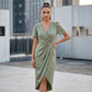 👗Asymmetrisches Wickelkleid für Damen mit kurzen Ärmeln und V-Ausschnitt