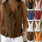 👚✨ Sommerliches Top mit V-Ausschnitt, Rüschen und Bindebändern