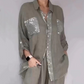 Set aus Pailletten-Bluse und Hose mit weitem Bein für Damen
