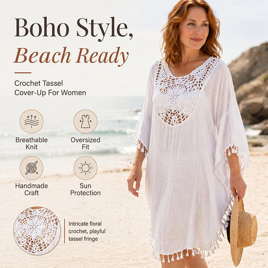 ⌛ 50 % Rabatt am letzten Tag🔥🔥 Strandpareo für Damen aus gehäkeltem Patchwork mit Quaste