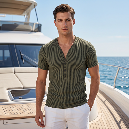 👕 50% RABATT! ✨ Herren Frühlings-T-Shirt mit Struktur & zweifarbigen Streifen – Tiefer V-Ausschnitt, moderner Schnitt & atmungsaktiv – Perfekt für Training, Sport & Freizeit 💪