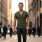 👕 50% RABATT! ✨ Herren Frühlings-T-Shirt mit Struktur & zweifarbigen Streifen – Tiefer V-Ausschnitt, moderner Schnitt & atmungsaktiv – Perfekt für Training, Sport & Freizeit 💪