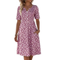 🏖️ Sommer-Sale 60% Rabatt 🏝️👗Lässiges V-Ausschnitt-Kleid für Damen mit Print & Taschen✨