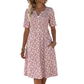 🏖️ Sommer-Sale 60% Rabatt 🏝️👗Lässiges V-Ausschnitt-Kleid für Damen mit Print & Taschen✨