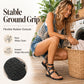 Flache Riemchensandalen für Damen im Gladiator-Stil mit Nieten, Knöchelriemen und Zehenschlaufe – Strandschuhe
