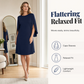 Elegantes, einfarbiges Damenkleid mit Rundhalsausschnitt