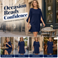 Elegantes, einfarbiges Damenkleid mit Rundhalsausschnitt