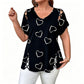 Damen Lässiges V-Ausschnitt Kurzarm T-Shirt