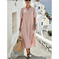 Women's Loose Fit V-Neck Dress with Side Slit