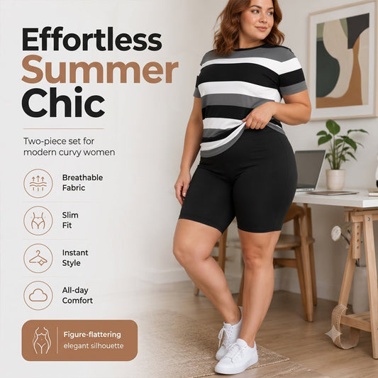 Zweiteiliges, gestreiftes Freizeit-Set für Damen