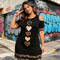 T-Shirt-Kleid für Damen mit offenen Schultern und Leopardenmuster-Besatz