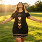 T-Shirt-Kleid für Damen mit offenen Schultern und Leopardenmuster-Besatz