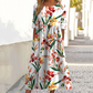 👗🌸 Elegantes langes Damenkleid mit Blumenmuster und Rundhalsausschnitt