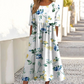 👗🌸 Elegantes langes Damenkleid mit Blumenmuster und Rundhalsausschnitt