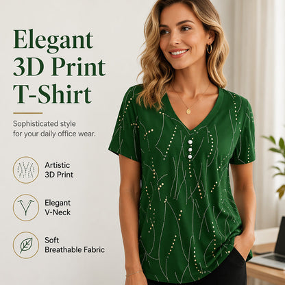 Elegantes bedrucktes Damen-Top mit V-Ausschnitt