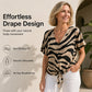 🔥🎁Neu 50% RABATT🔥 Damen-T-Shirt mit V-Ausschnitt und Bindeband vorne im Zebra-Muster