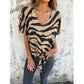 🔥🎁Neu 50% RABATT🔥 Damen-T-Shirt mit V-Ausschnitt und Bindeband vorne im Zebra-Muster