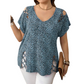 Locker sitzendes Damen-T-Shirt mit V-Ausschnitt und Leopardenmuster