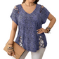 Locker sitzendes Damen-T-Shirt mit V-Ausschnitt und Leopardenmuster