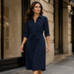 👗 Damen-Shirtkleid mit 3/4-Ärmeln & Gürtel – Figurschmeichelnd, vielseitig & bequem | Perfekt für jeden Anlass