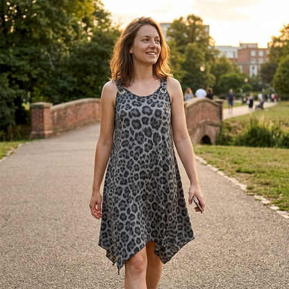 Plus-Size-Trägerkleid mit Leopardenmuster – lässig, bequem & vielseitig