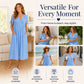 ☀️👗Top-Empfehlung – Lässiges Midi-Kleid mit Blumenmuster und V-Ausschnitt – Weicher Fall und romantisches Muster