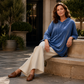 Damen-Sweatshirt aus Samt mit lockerer Passform und Kordelzug