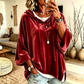 Damen-Sweatshirt aus Samt mit lockerer Passform und Kordelzug